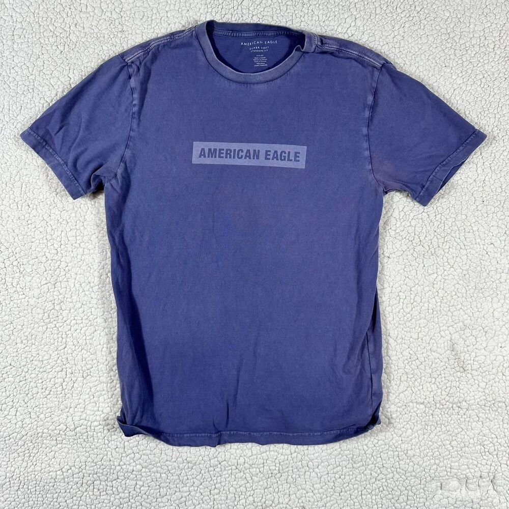American-eagle Men's Blue and Navy T-shirt